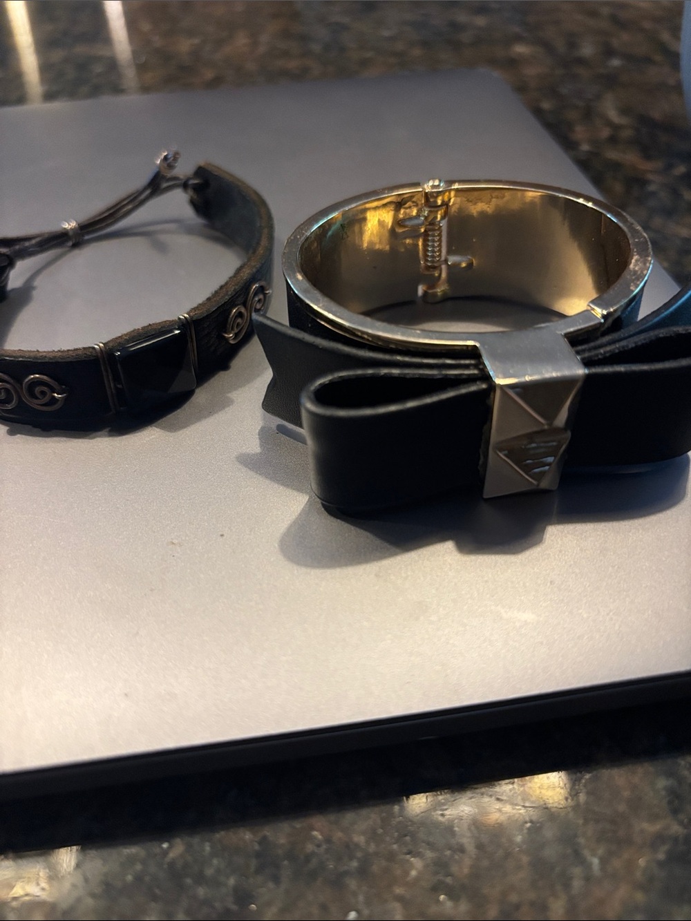 Leather faux bracelet lot bow adjustable